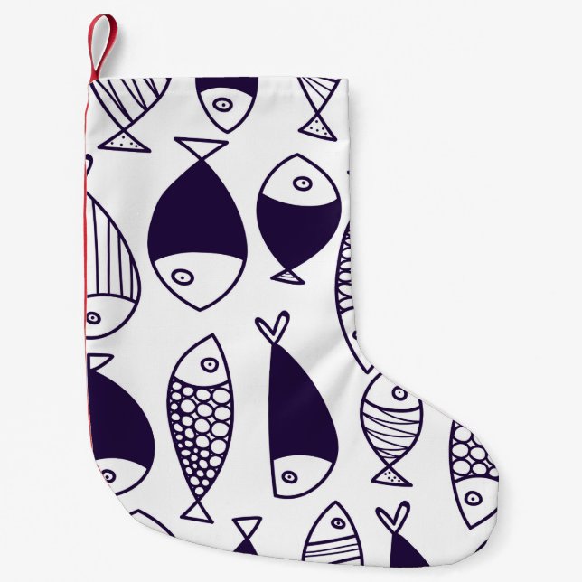 Cute fish. Kids background. Seamless pattern. Can  Small Christmas Stocking (Front)