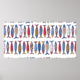 Cute fish. Kids background. Seamless pattern. Poster
