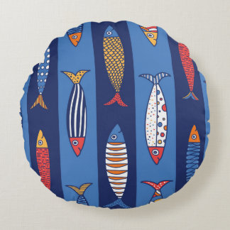 Cute fish. Kids background. Seamless pattern Round Cushion