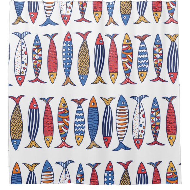 Cute fish. Kids background. Seamless pattern. Shower Curtain (Front)