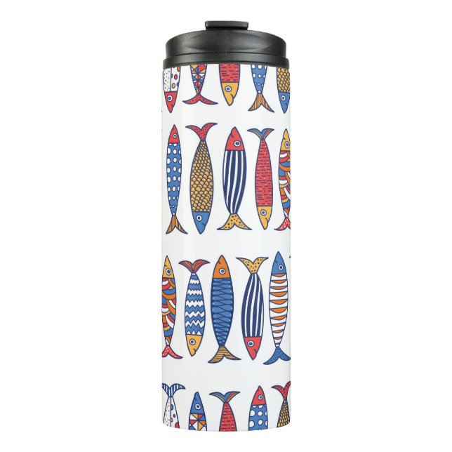 Cute fish. Kids background. Seamless pattern. Thermal Tumbler (Front)