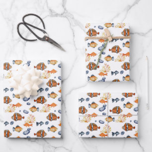 Cute fish lovers tiled pattern wrapping paper sheet