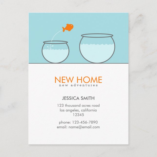 Cute Fish New Home Funny Postcards (Front)