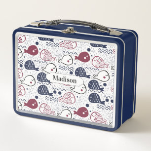 Cute Fish Pattern custom name lunch boxes