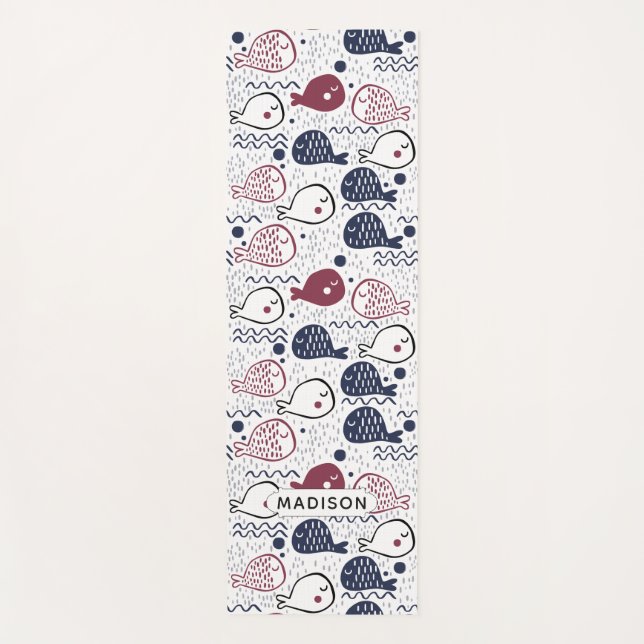 Cute Fish Pattern custom name yoga mat (Front)