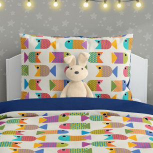 Cute Fish Pattern on Cream Pillowcase