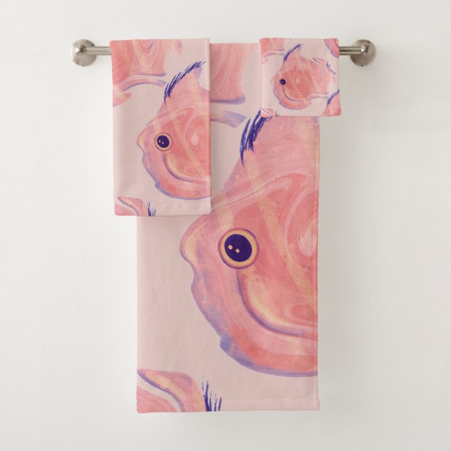 Cute Fish Pink Towel (Insitu)