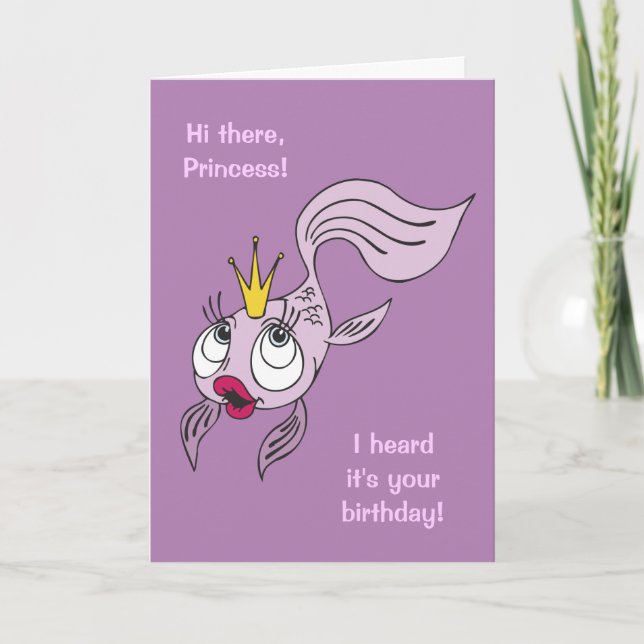 Cute Fish Princess Kid's Birthday Card (Front)