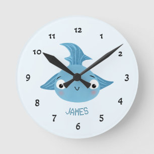 Cute fish round clock