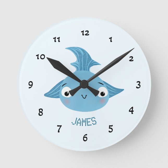 Cute fish round clock (Front)