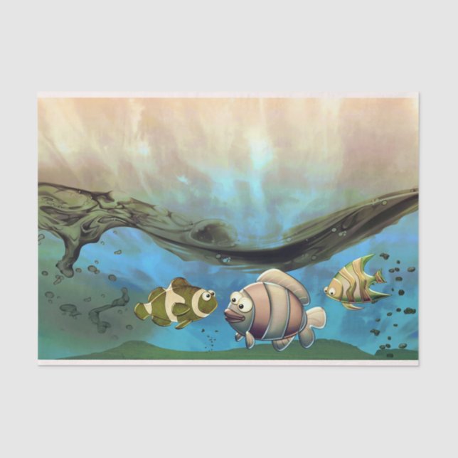 Cute Fish Underwater Ocean Decoupage Tissue Paper (Front)