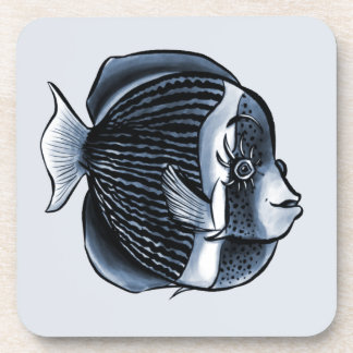 Cute Fish With Eyelashes Tropical Angelfish Coaster