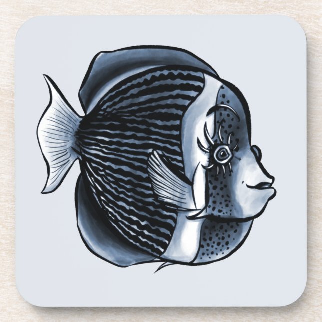 Cute Fish With Eyelashes Tropical Angelfish Coaster (Front)