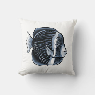 Cute Fish With Eyelashes Tropical Angelfish Cushion