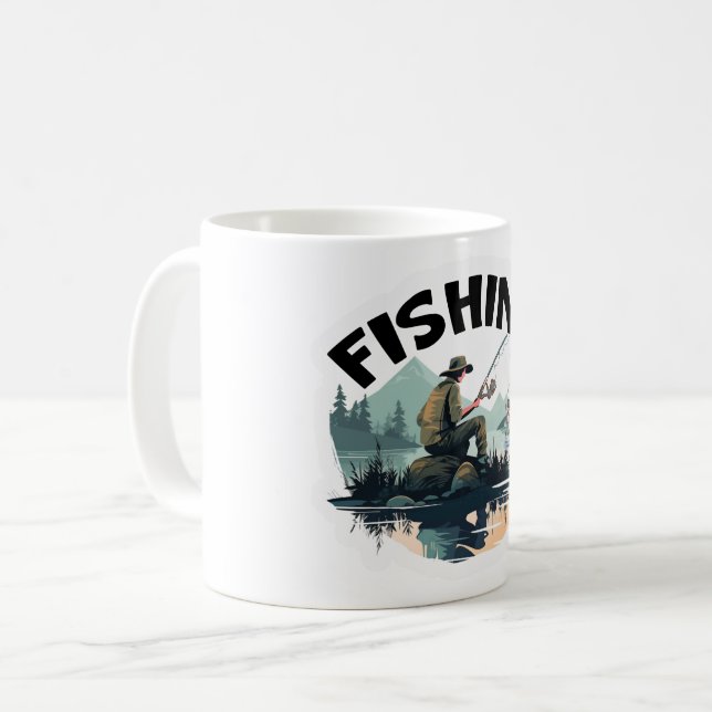 Cute Fisherman Fishing Camp Travel  Coffee Mug (Front Left)