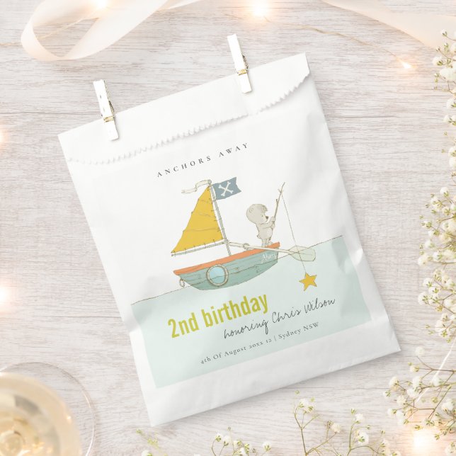 Cute Fishing Bear Star Sailboat Any Age Birthday Favour Bags (Clipped)