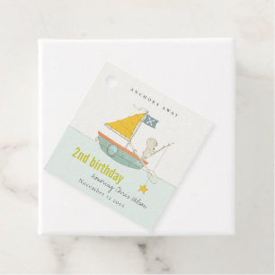 Cute Fishing Bear Star Sailboat Any Age Birthday Favour Tags