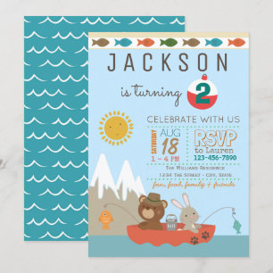Cute Fishing Birthday Party Invitations