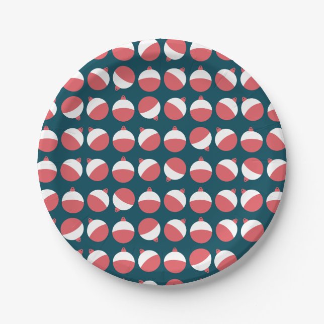 Cute Fishing Bobber Paper Plates (Front)