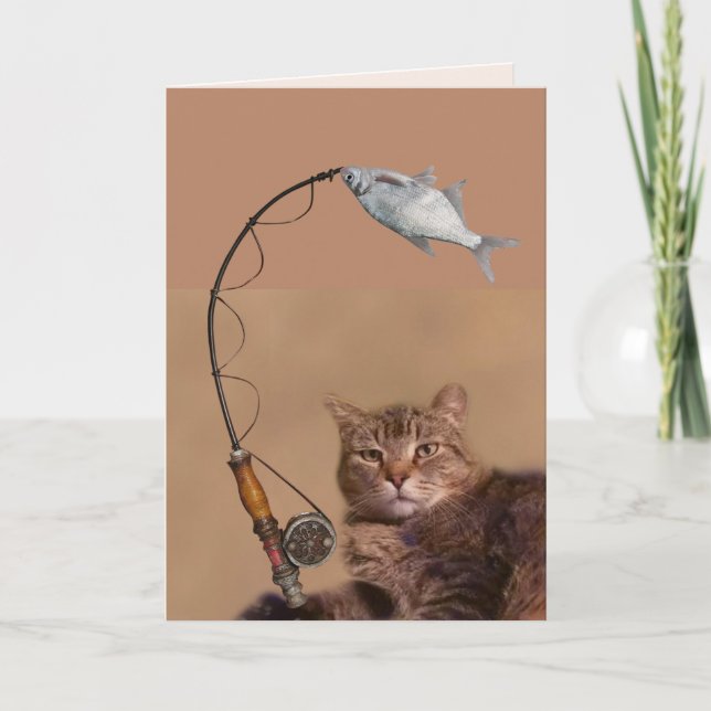 Cute Fishing Cat Father's Day Card (Front)