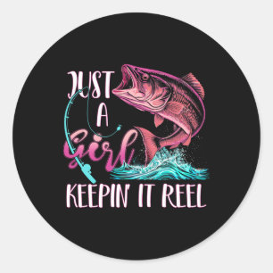 Cute Fishing Funny Keeping It Reel Womens Purple P Classic Round Sticker