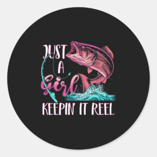 Cute Fishing Funny Keeping It Reel Womens Purple P Classic Round Sticker