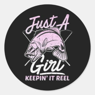 Cute Fishing Funny Keeping It Reel Womens Purple P Classic Round Sticker