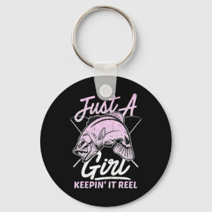 Cute Fishing Funny Keeping It Reel Womens Purple P Key Ring