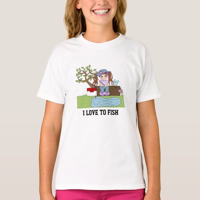 Cute fishing Girl's T-shirt (Front)