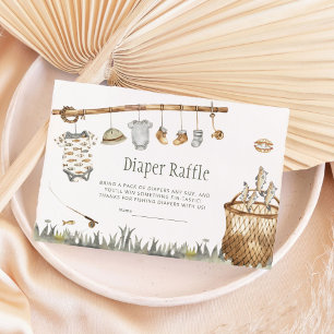 Cute Fishing Little Fisherman Diaper Raffle Enclo Enclosure Card