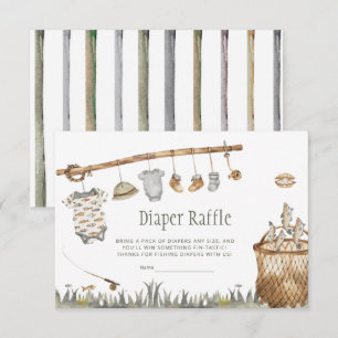Cute Fishing Little Fisherman Diaper Raffle  Enclosure Card