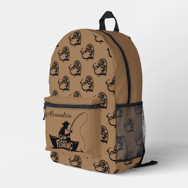 Cute Fishing Personalised  Printed Backpack (Back Corner Right)