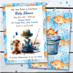 Cute Fishing Themed Boy's Baby Shower  Invitation