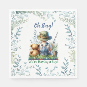 Cute Fishing Themed Boy's Baby Shower Napkin