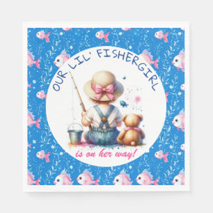 Cute Fishing Themed Girl's Baby Shower Napkin