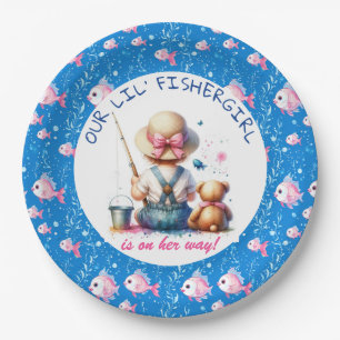 Cute Fishing Themed Girl's Baby Shower Paper Plate