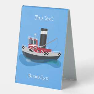 Cute fishing trawler boat cartoon illustration
