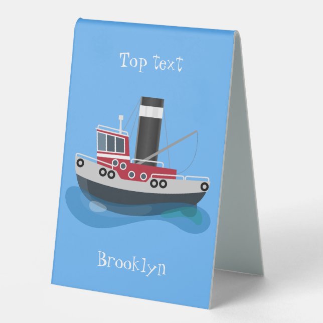 Cute fishing trawler boat cartoon illustration (Front)