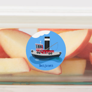 Cute fishing trawler boat cartoon illustration