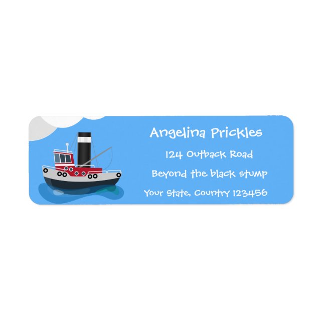Cute fishing trawler boat cartoon illustration (Front)