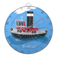 Cute fishing trawler boat cartoon illustration