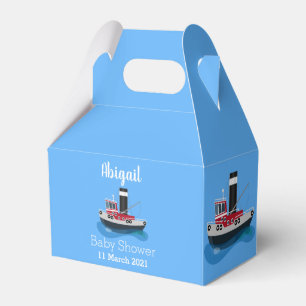 Cute fishing trawler boat cartoon illustration favour box