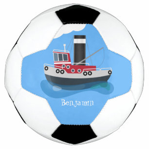 Cute fishing trawler boat cartoon illustration football
