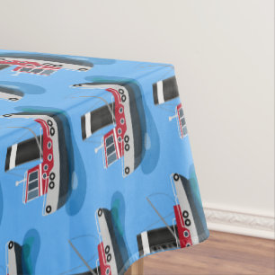 Cute fishing trawler boat cartoon illustration  tablecloth