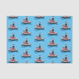 Cute fishing trawler boat cartoon illustration tissue paper
