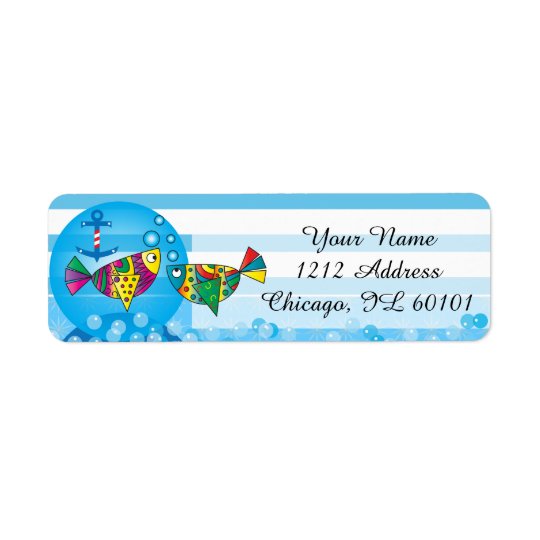 Cute Fishy Bubbles Baby Shower Theme Return Address Label
