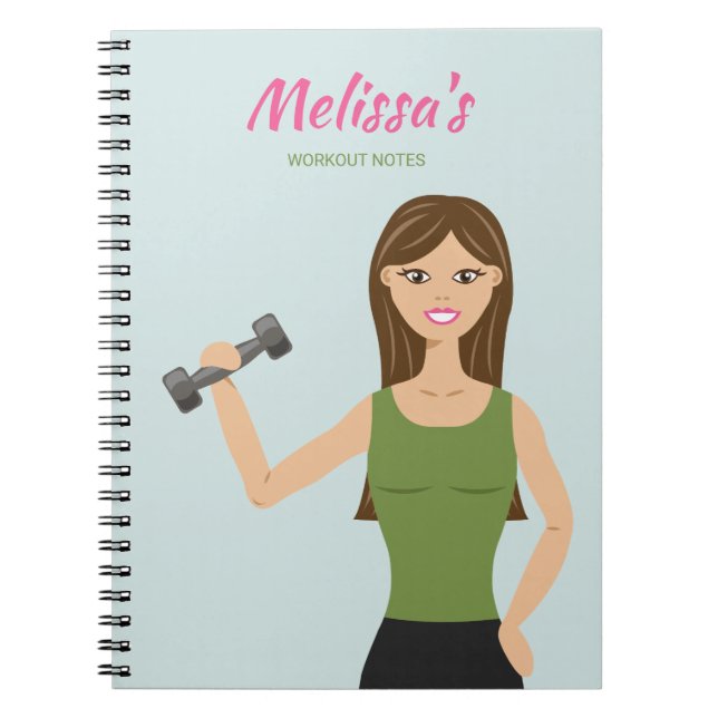 Cute Fitness Girl Drawing Workout Notes Notebook (Front)