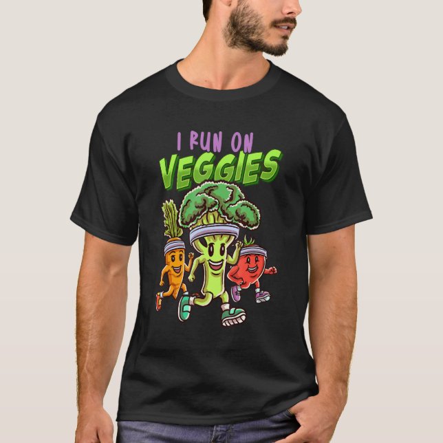 Cute Fitness Trainer I Run On Veggies Gym Cardio W T-Shirt (Front)