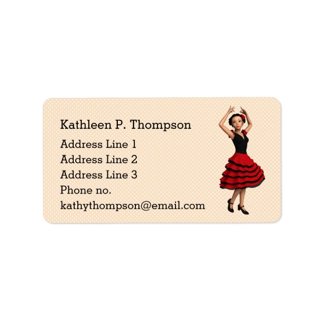 Cute Flamenco Dancer (Personalised) Label (Front)