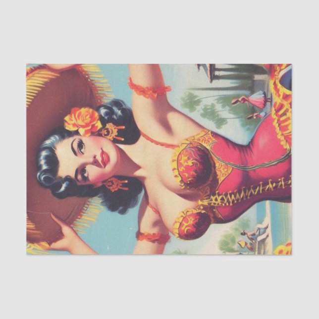 Cute Flamenco Pin-up Tissue Paper (Front)